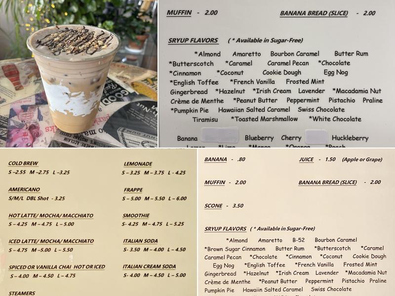 Perk Up Java Shop Menu