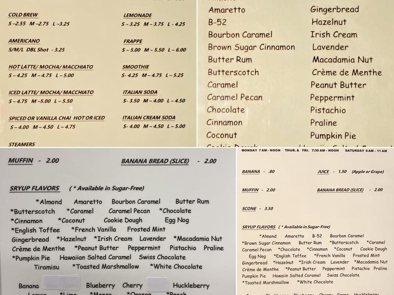 Perk Up Java Shop Menu