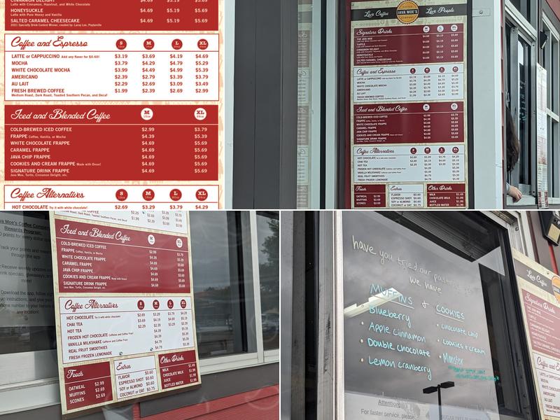 Java Moe's Coffee Company Menu