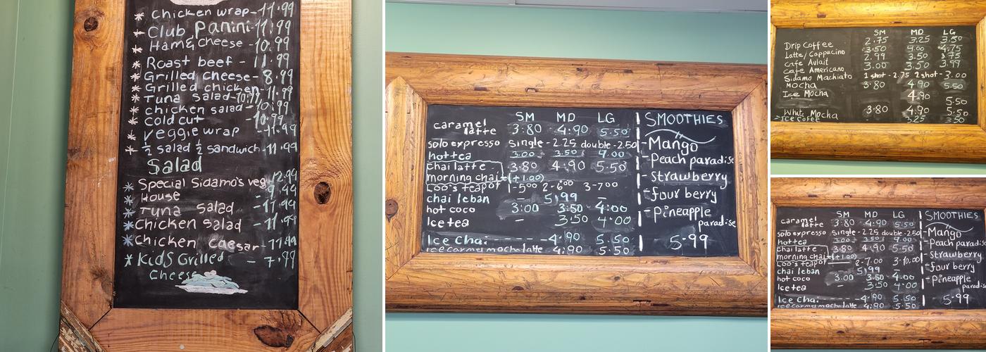Sidamo Coffee Menu