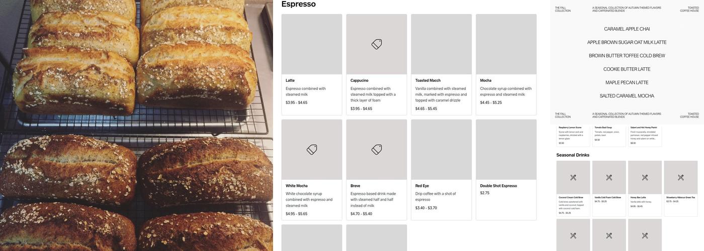 Toasted Coffee House Menu