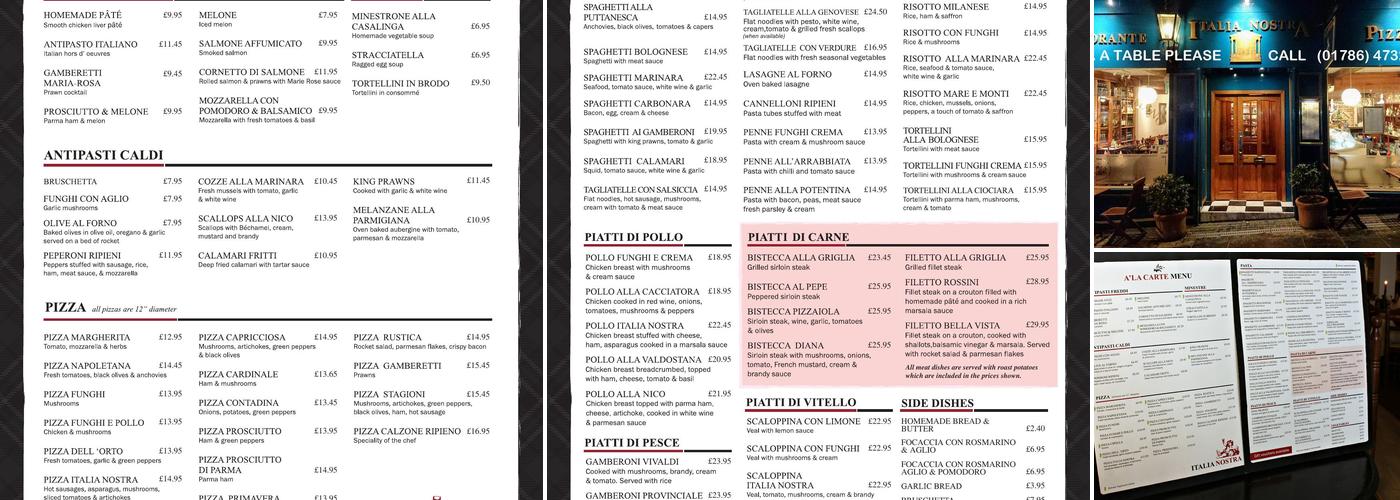 Italia Nostra Ltd Menu