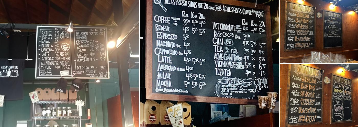 Acme Coffee Roasting Co Menu