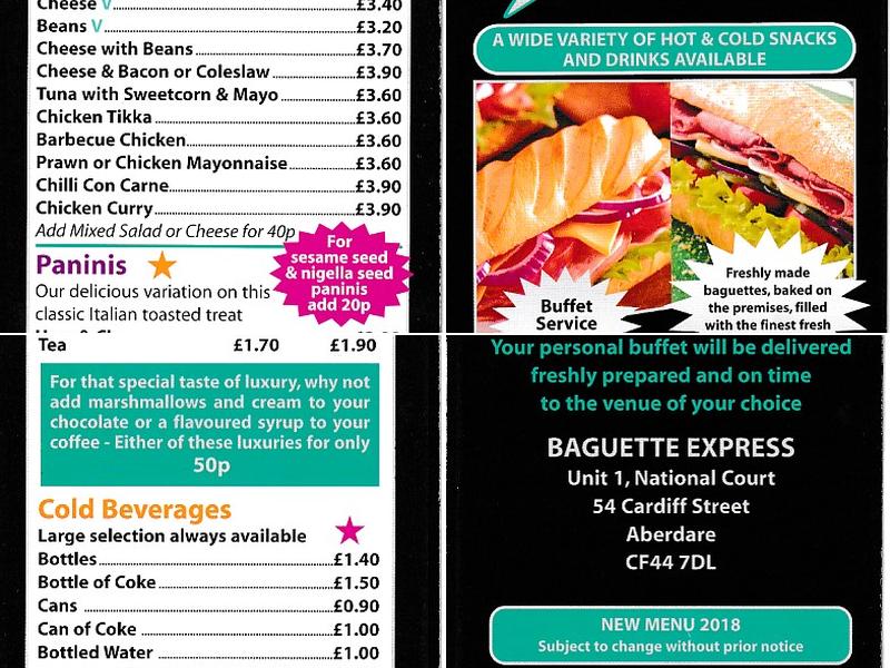 Baguettes Express Menu