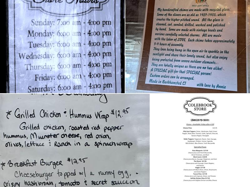 Colebrook Store Menu