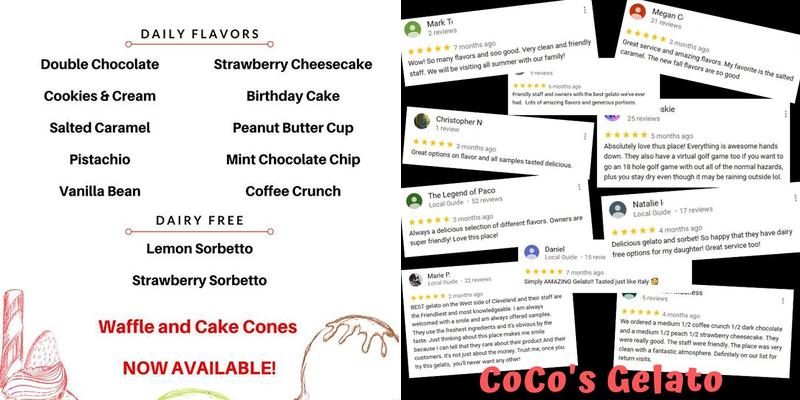 CoCo's Gelato Menu