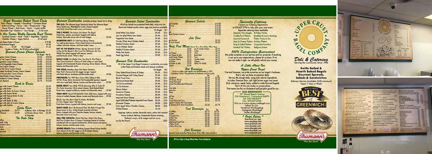 Upper Crust Bagel Co Menu