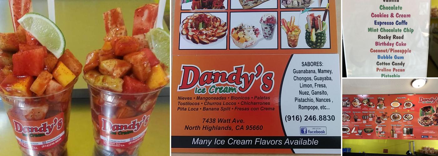 Dandy's ice Cream Menu
