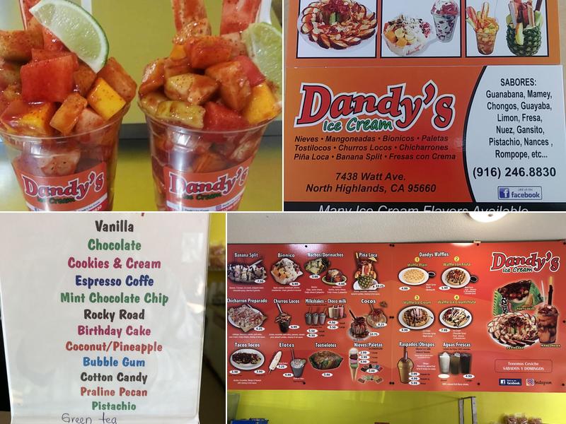 Dandy's ice Cream Menu