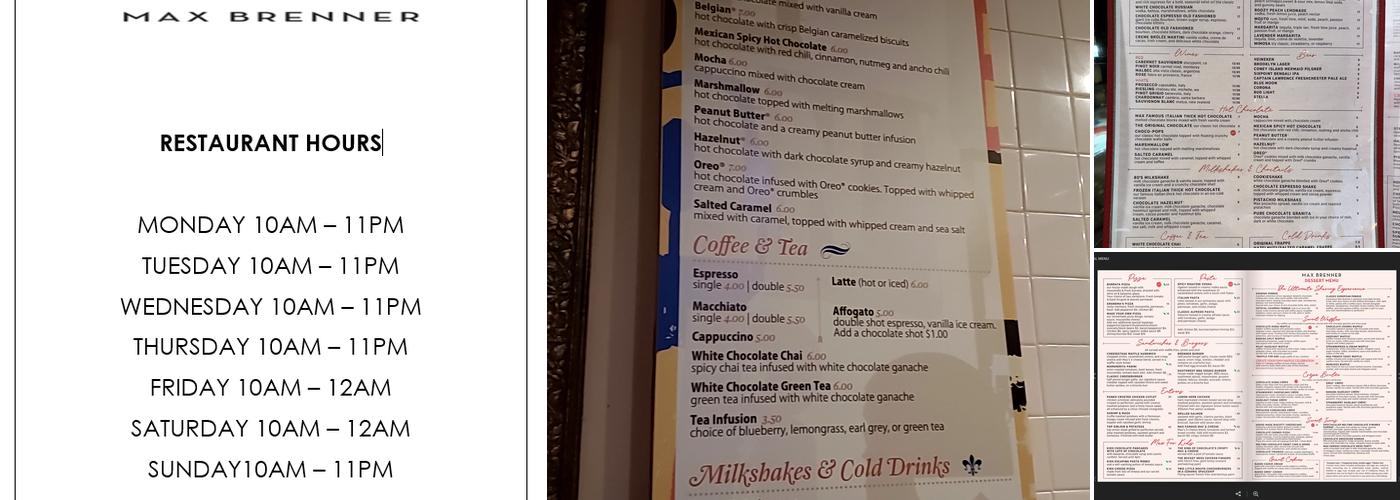 Max Brenner New York Menu