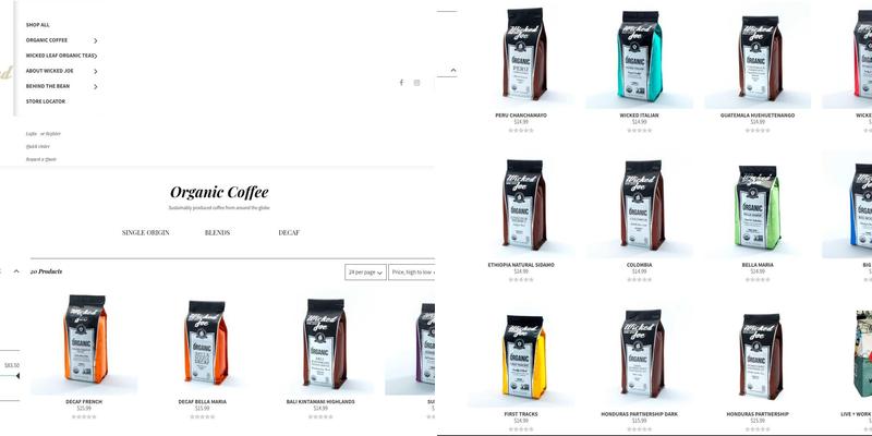 Wicked Joe Organic Coffees Menu