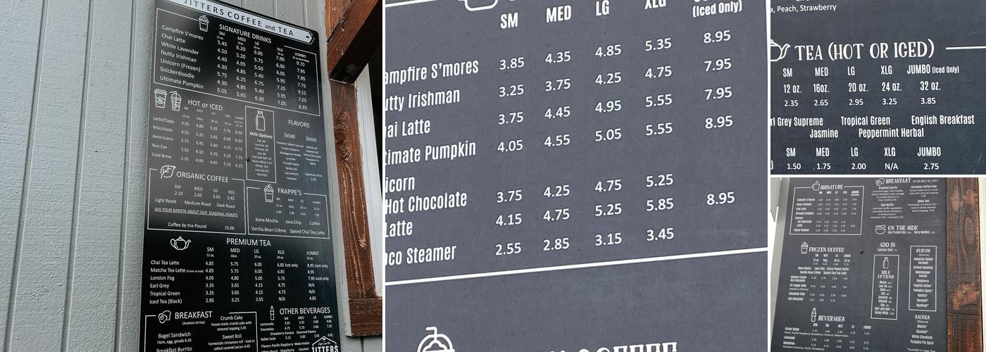 Jitters Coffee Menu