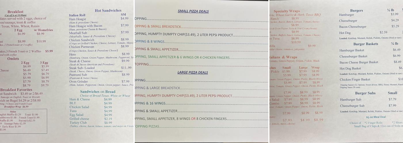 Brettun's Variety Menu