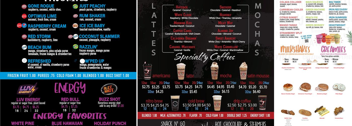 Java Espress Menu