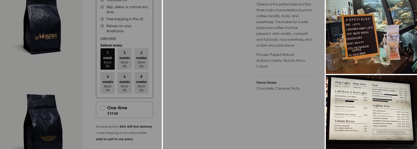 Mostra Coffee Menu