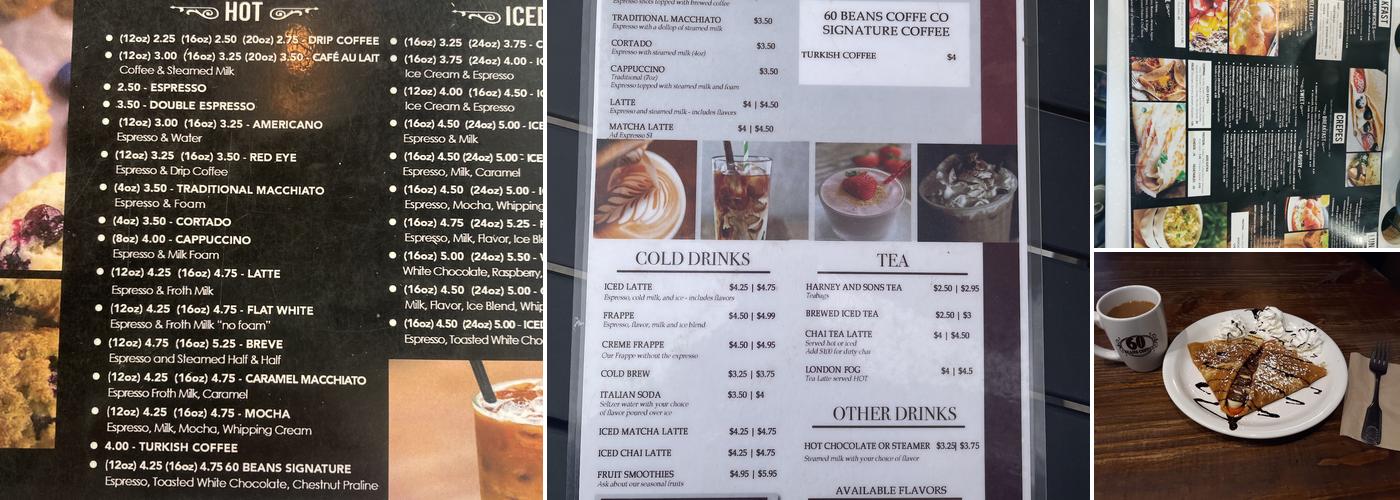 60 Beans Coffee Menu