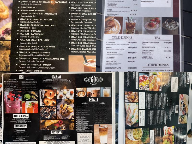 60 Beans Coffee Menu