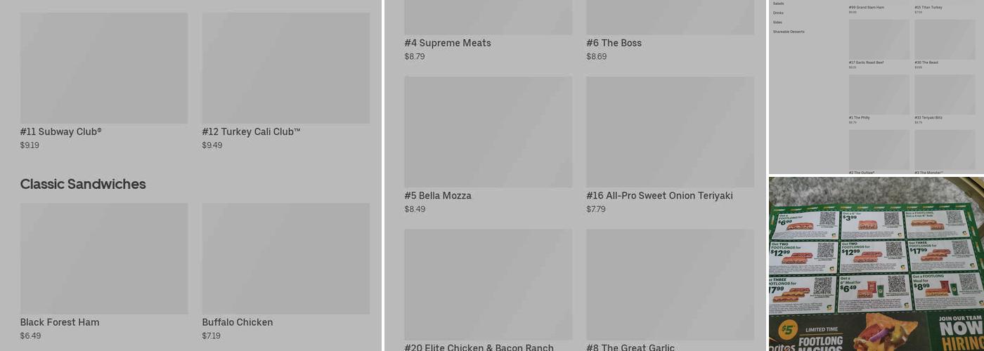Subway Menu