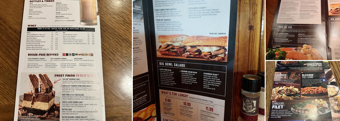 Outback Steakhouse Menu