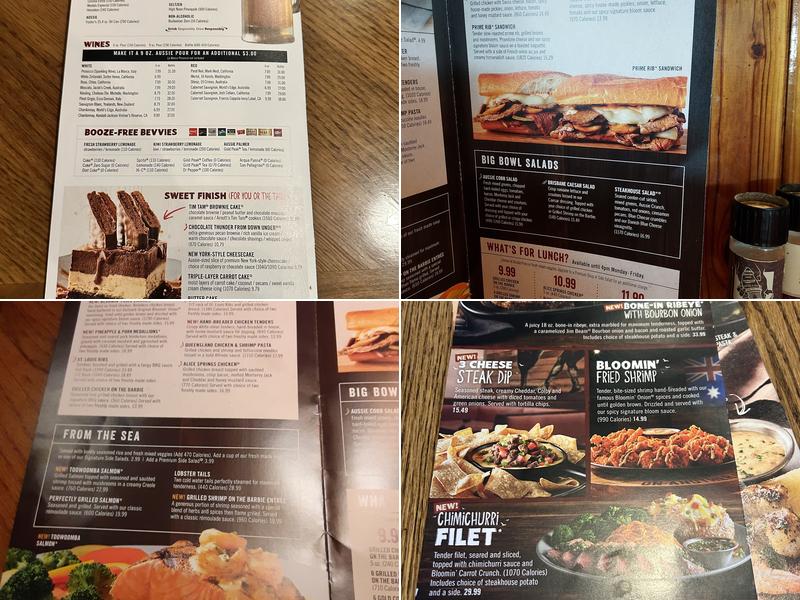 Outback Steakhouse Menu