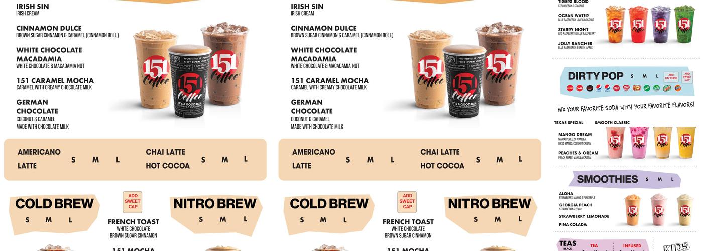 151 Coffee Menu