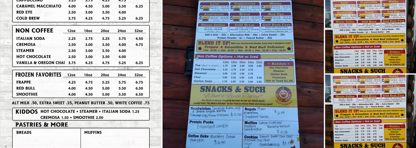 Gold Rush Espresso Menu