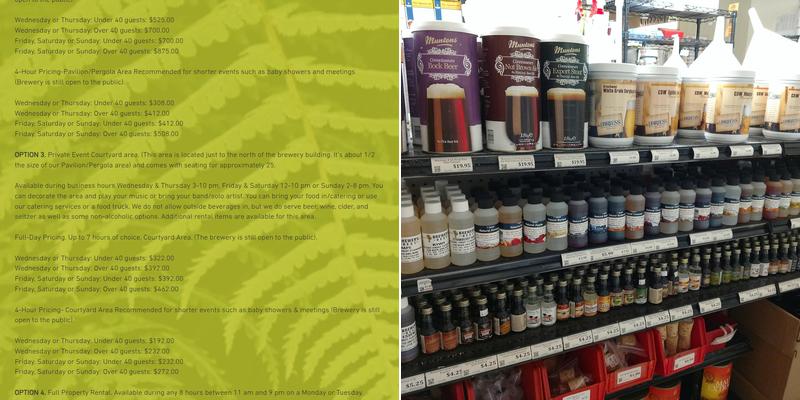 Gary's Homebrew Supply Menu