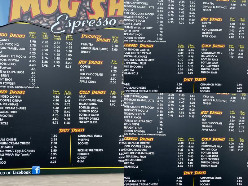 Mugshots Espresso Menu