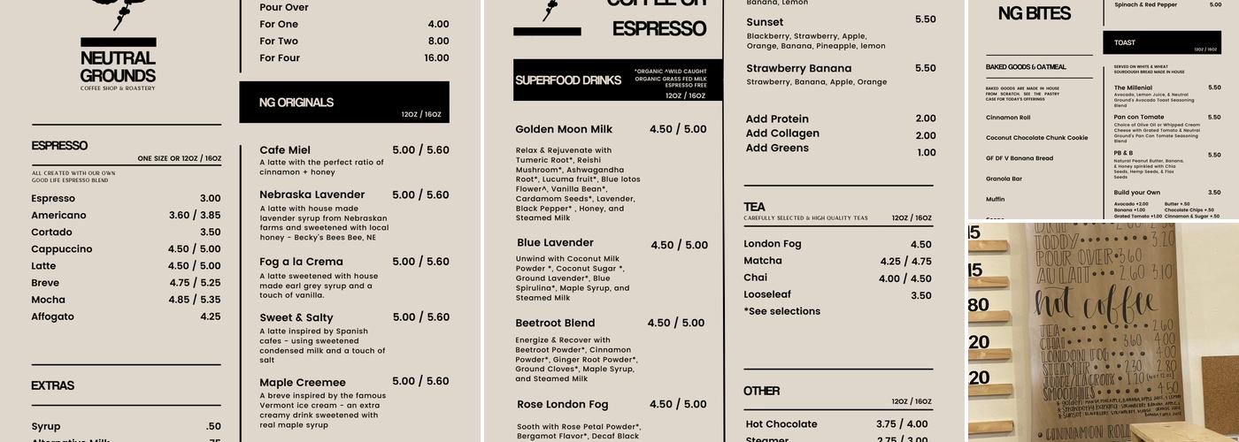 Neutral Grounds Menu