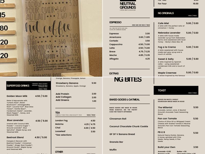 Neutral Grounds Menu