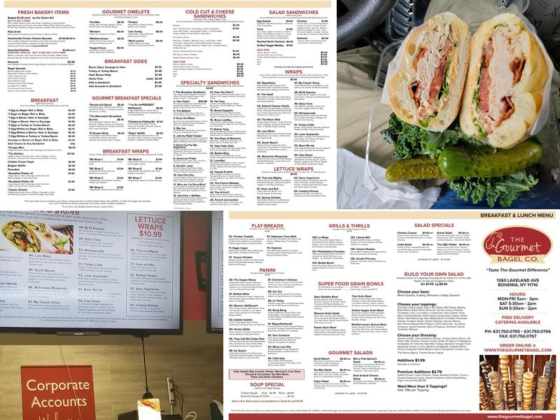 The Gourmet Bagel Co Menu