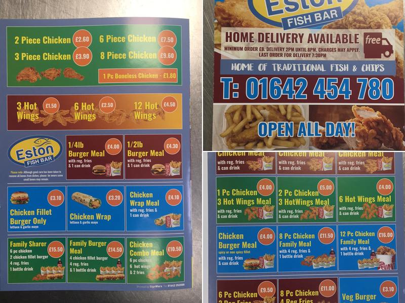 Eston Fish Bar Menu