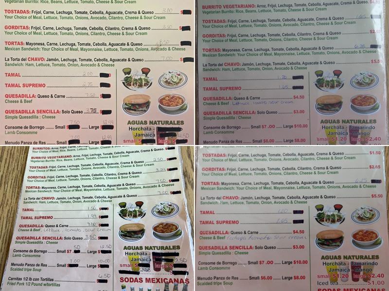 Los Tres Hombres Menu