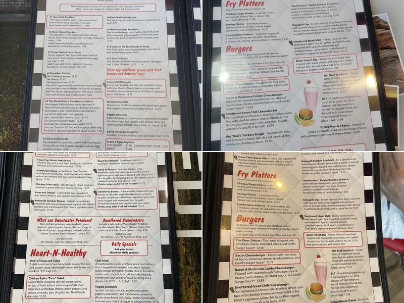 Moab Diner Menu