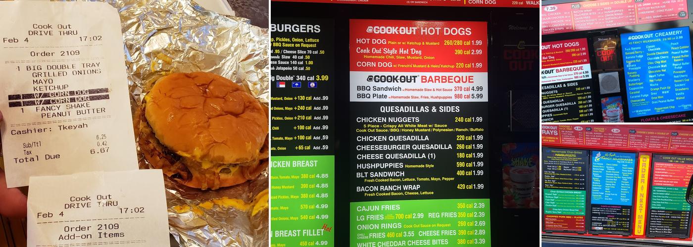 Cook Out Menu