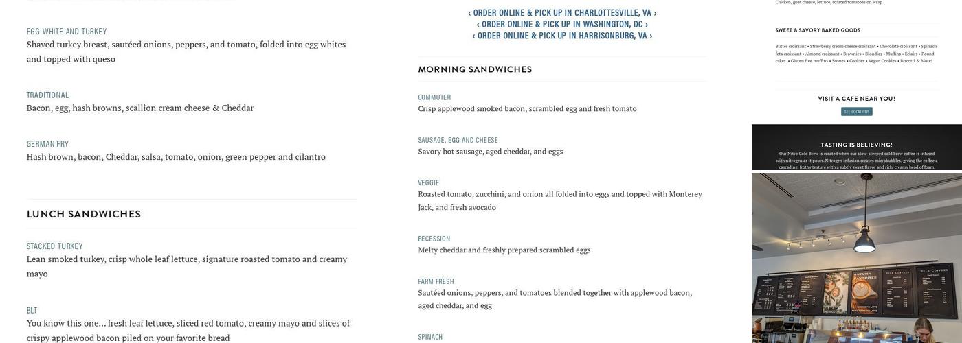 Greenberry's Coffee Co. Menu