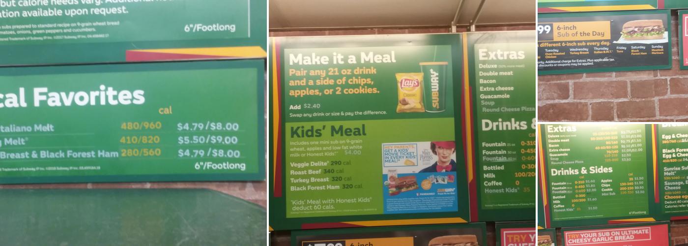 Subway Menu