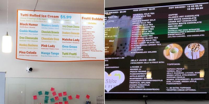 Tutti Frutti Frozen Yogurt Menu