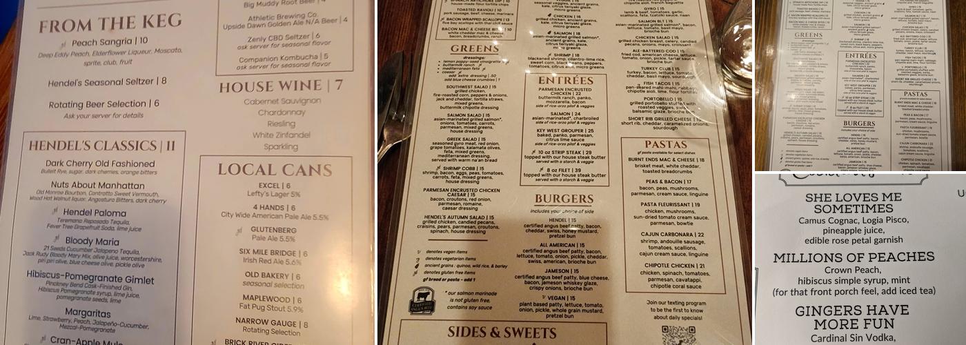 Hendel's Menu