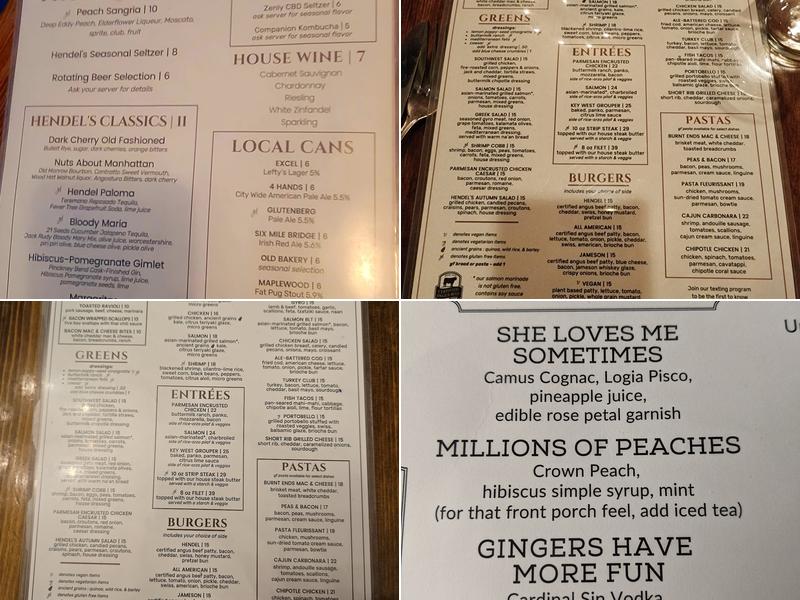 Hendel's Menu