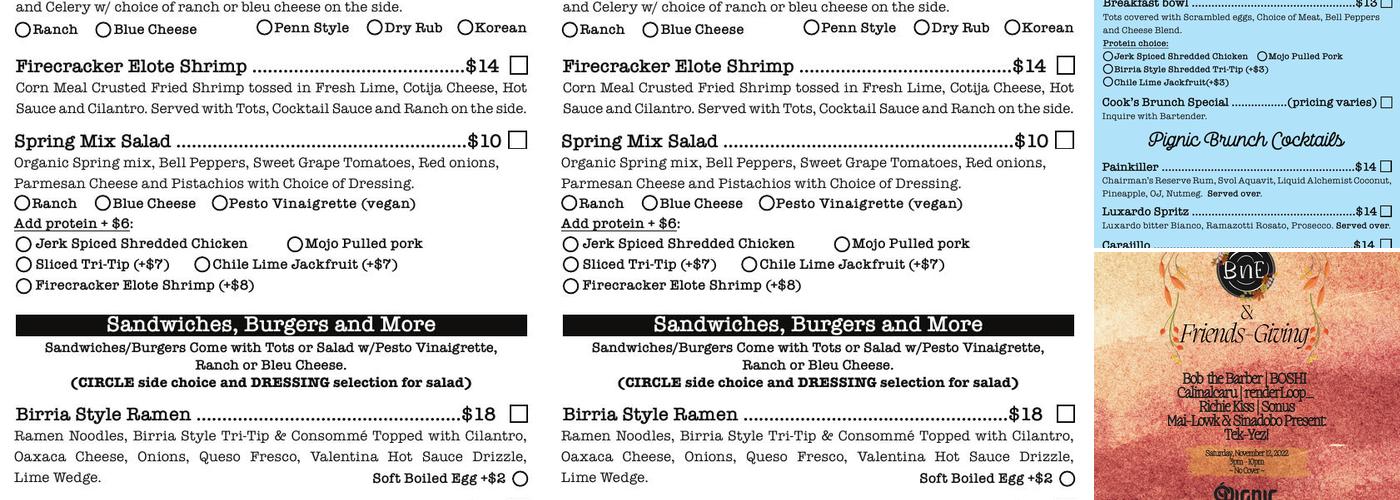 Pignic Pub & Patio Menu