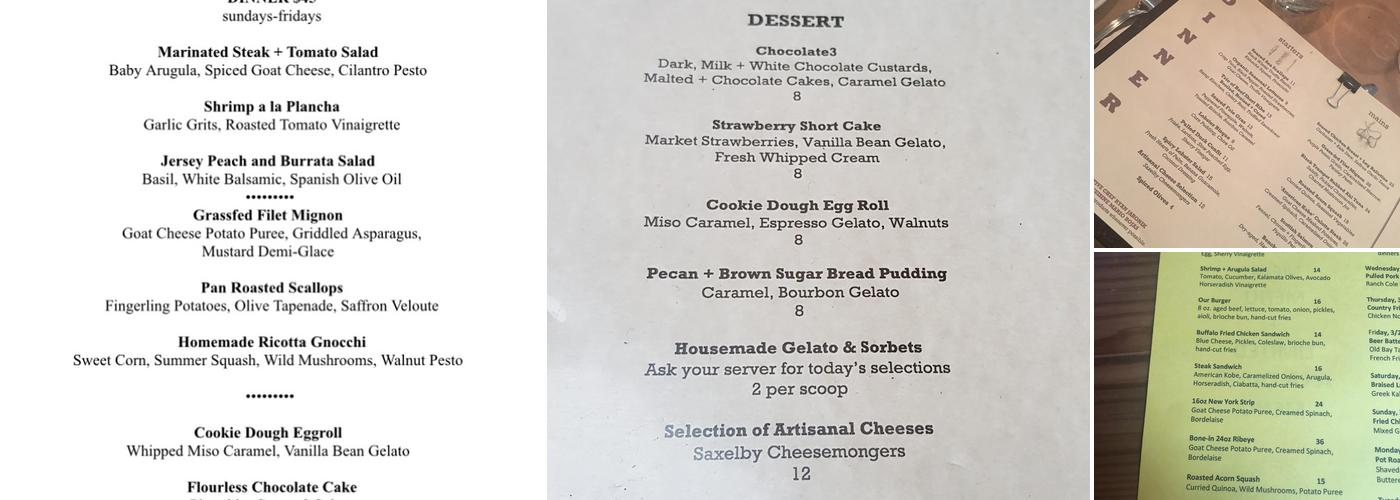 Benchmark Restaurant Menu