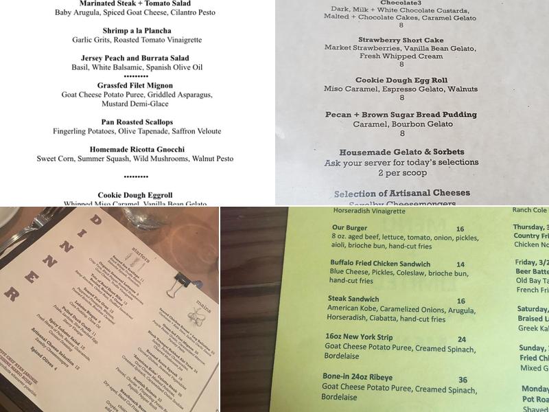 Benchmark Restaurant Menu