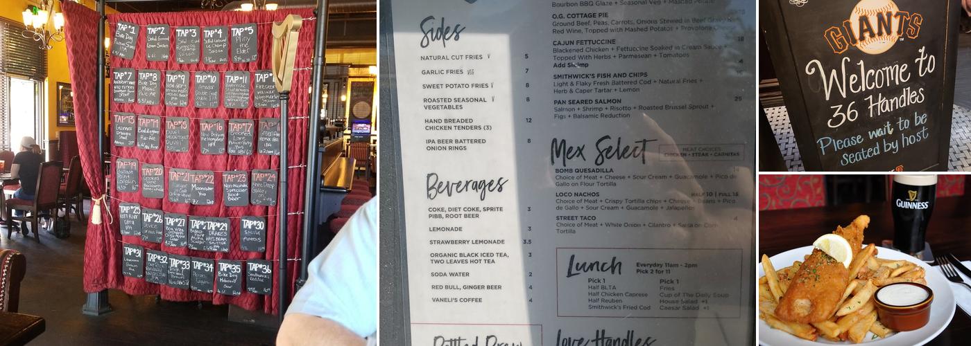 36 Handles Public House Menu