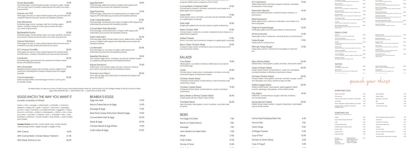 Bea Bea's Menu