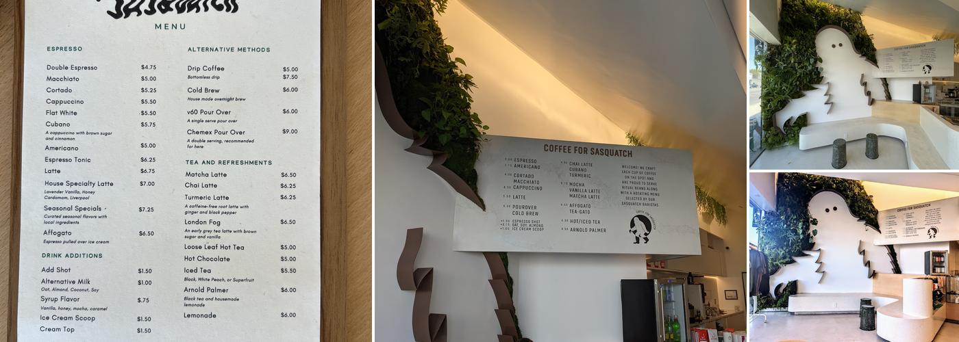 Coffee For Sasquatch Menu