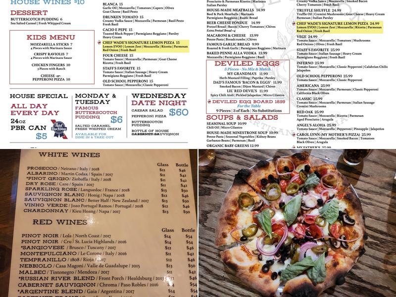 Blue Ribbon Artisan Pizzeria Menu