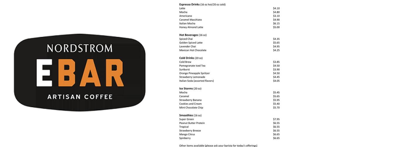Nordstrom Ebar Artisan Coffee Menu