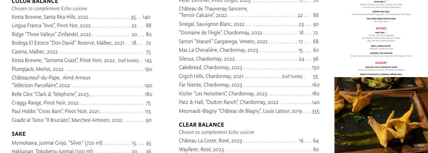 Echo Palm Beach Menu