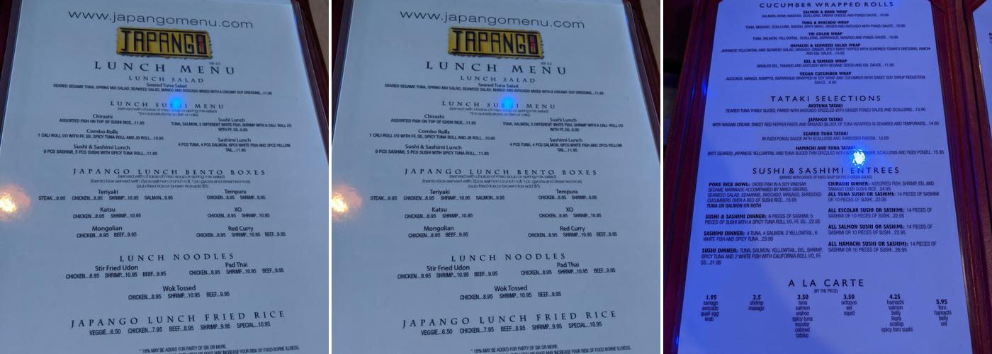 Japango Menu